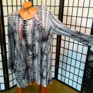 - Jess & Jane XL tie dye womens tunic. Grey & peachy color long sleeve sco…